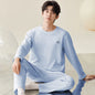 Men Pajamas Solid Color Casual Long Sleeves Long Pants Autumn Winter Simple Sleepwear Cozy Pijamas Soft Pyjamas Boys Nighty Male