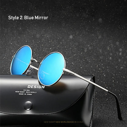 Retro Vintage Round Polarized Sunglasses Men Brand Designer Sun Glasses Women Alloy Metal Frame Black Lens Eyewear Driving UV400