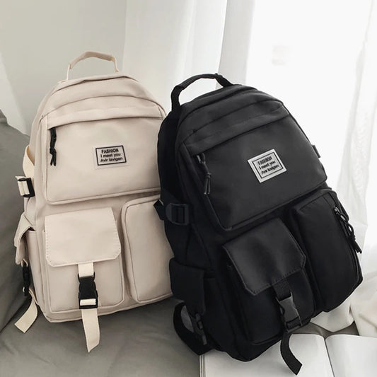 A Load Of Multi-pocket Men and Women Universal Nylon Large-capacity Leisure Simple Schoolbag Insert Buckle Computer Backpack