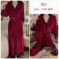 Women Warm Velour Homewear Long Kimono Robe Cami Sleepwear Burgundy Bathrobe Set Sexy Nightgown Winter Robe Suit Loungewear