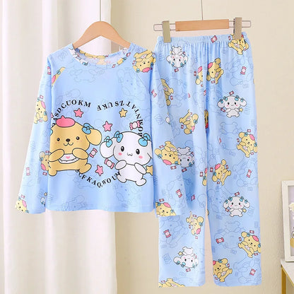 Miniso Winter Autumn Children's Pajamas Set 2025 Cute Anime Cartoon Kids Pijama Boy Girl Sleepwear Long-Sleeved Pants Loungewear