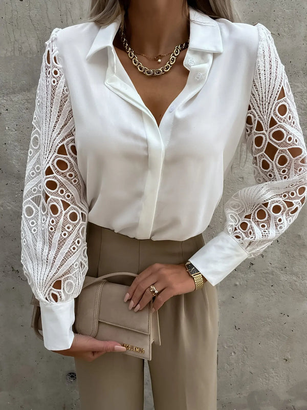 Women Elegant Solid Chiffon Blouse Spring Summer Casual Long Sleeve V Neck Loose Shirt Office Lady Tunics Oversized