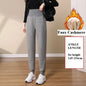 Women Pants Warm Winter Thick Lambskin Cashmere Pants High Waist Black Harem Long Trousers Wool Cold Resistant