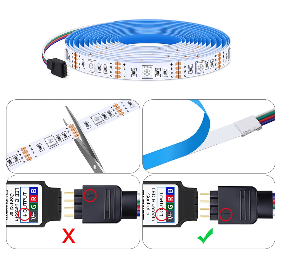 High Brightness 30LED/M RGB USB LED Light 5050 Diode Tape Wireless Bluetooth APP Control LED Strip For Bedroom Kitchen TV Decor