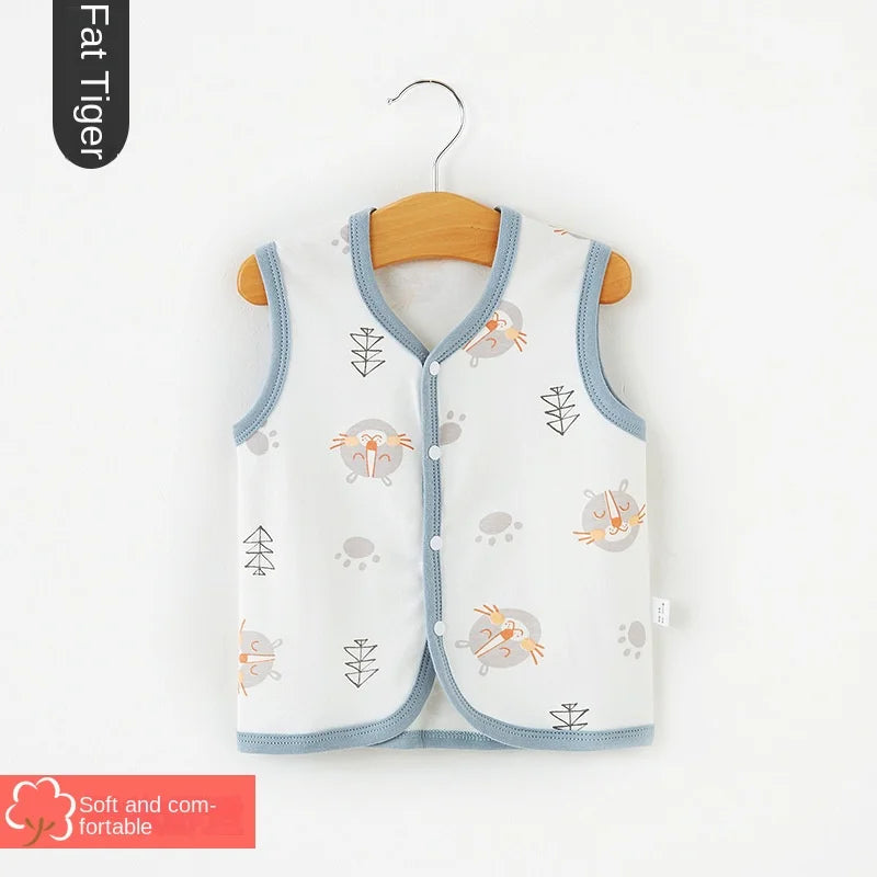 Baby Vest Spring and Autumn Thin Cotton Girls' Sweetheart Waistwear Neonatal Belly Care Boys' Horse Jacket Children's Vest