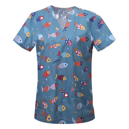 S-XXL Pet Grooming doctor Work Clothes 100%Cotton Scrubs Workwear Men and Women Uniforms Wholesale Printing Scrubs Tops/shirts