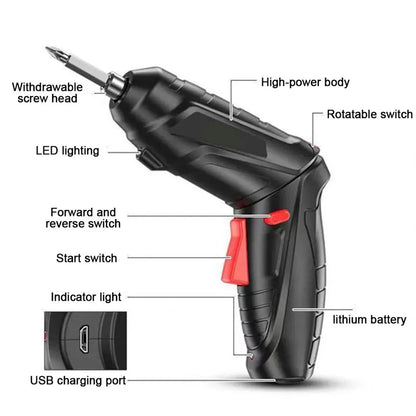 3.6V Cordless Screwdriver Rechargeable Wireless Screwdriver Drill LED Lighting Electric Screw Driver Portable for Home Use Tool