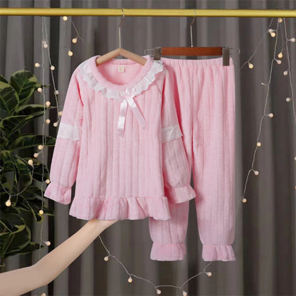 2025 Children Fleece Pajamas Warm Flannel Sleepwear Girls Boy Nightwear Coral Fleece Kids pijamas Homewear Winter Pyjama