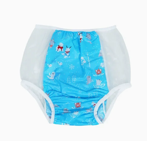 ABDL PVC Transparent Plastic Underpants Soft Silent Reusable Waterproof Adult Baby Diaper Pants Coat Incontinence Panties