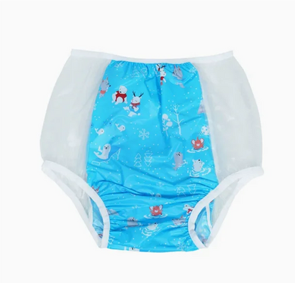 ABDL PVC Transparent Plastic Underpants Soft Silent Reusable Waterproof Adult Baby Diaper Pants Coat Incontinence Panties