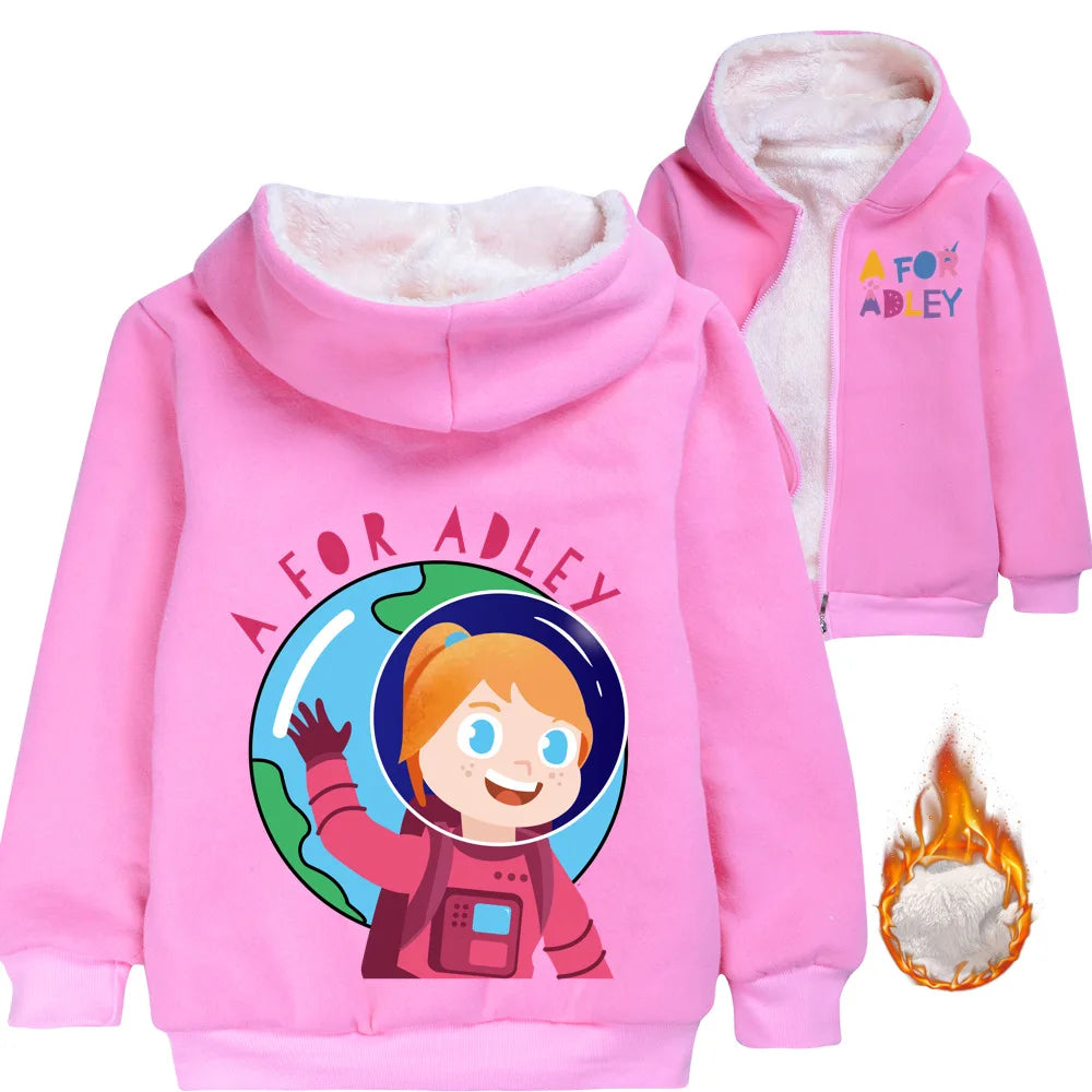 A for Adley Cartoon Boys Coat Children's Clothing for Winter Cotton Kids Parkas Little Girls Zipper Coats Toddlers Baby Jacket