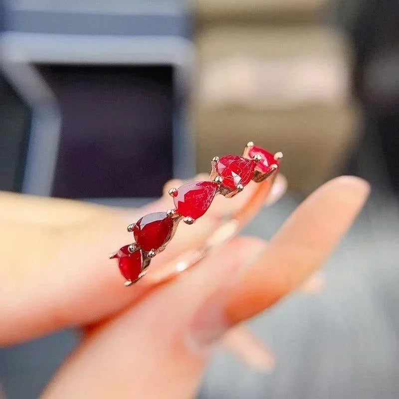 Natural Pigeon Blood Ruby Ring 3mm*4mm Natural Ruby Ring 925 Silver Jewelry Pandora 925 Original Rings