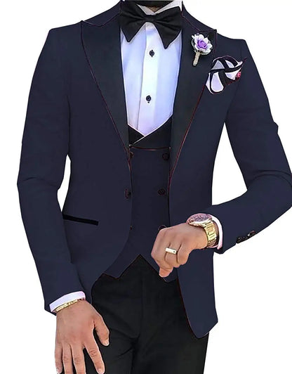 Men 3 Pieces Suits For Men Custom Made Groom Groomsmen Tuxedos Wedding Men Suit Terno Masculino(Jacket+Pant+Vest)