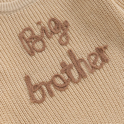 2025 Lioraitiin 12M-5Y Winter Newborn Kids Boys Sweaters Cotton Long Sleeve Letter Embroidery Pullover Loose Knitwear Tops