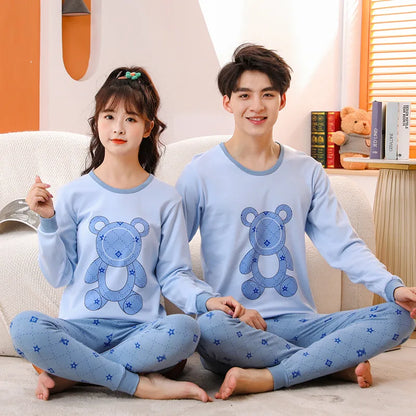 Teens Pijamas Long Sleeve Cotton Pyjamas Kids Clothes Sets Cartoon Big Boy Sleepwear Cute Pajamas For Girls 10 12 14 16 18 Years