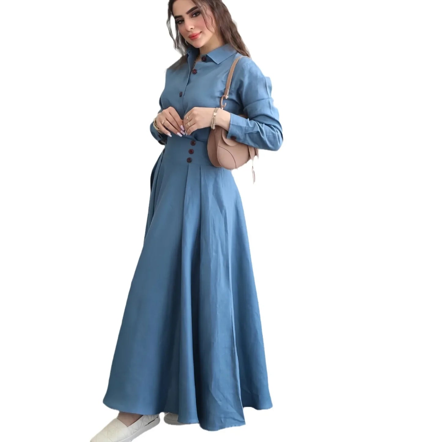 Muslim Outfits Autumn Two Piece Set Women Blouse Long Skirt Suit Ramadan Morocco Dubai Islam Casual Arabic Skirts Ensemble