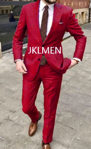 Men's Suit Handsome Casual 2 Piece Suit For Men Wedding Tuxedos Notched Lapel Groomsmen Business  Prom Blazer