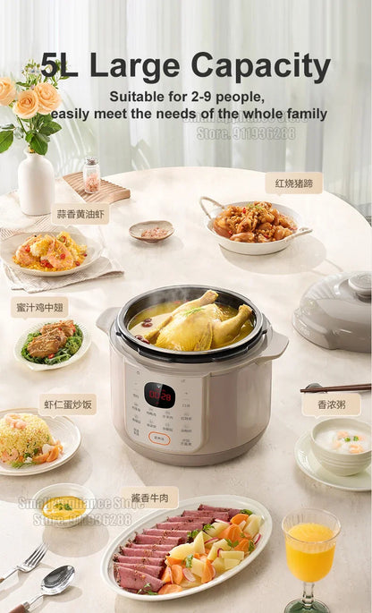 SUPOR Electric Pressure Cooker 5L Rice Cooker 70Kpa Multifunction Fast Cooking Stew Bones Beef Porridge For Kitchen SY-50YC5006