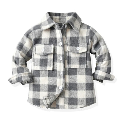 Top Autumn Winter Fashion Toddler Baby Boys Girls Long Sleeve Flannel Shirts Flaid Tops Kids Children Cotton Blouse