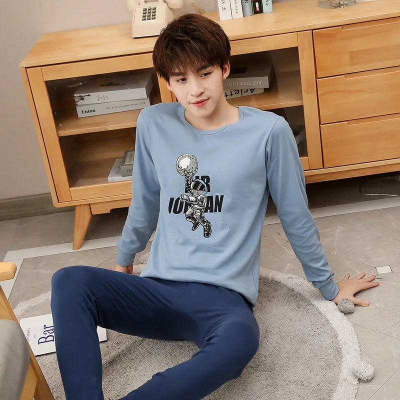 Teens Pijamas Long Sleeve Cotton Pyjamas Kids Clothes Sets Cartoon Big Boy Sleepwear Cute Pajamas For Girls 10 12 14 16 18 Years