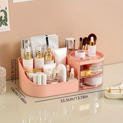 Large Capacity Cosmetic Storage Box with Clear Drawer - Multi-functional Makeup Organizer for Dressing Table Skincare Products