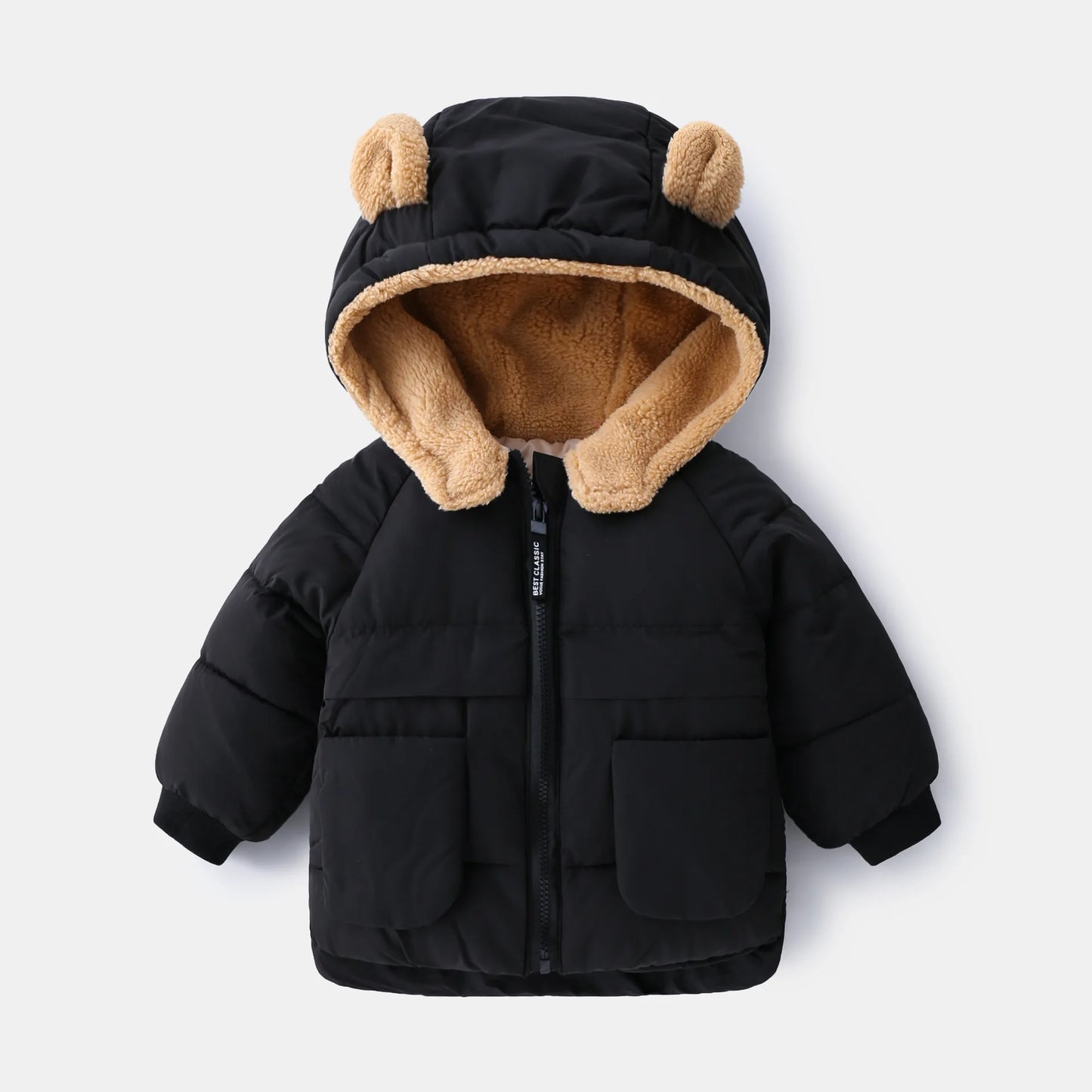 2025 Korean Autumn Winter Children Boy Parkas Cartoon Bear Ears Little Girl Jacket Coat 1-6 Years Kids Boy Outerwear Outfit