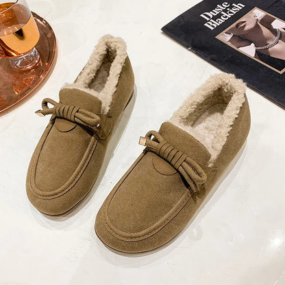 Soft Round Toe Winter Shoes Women Casual Female Sneakers Flats Clogs Platform Loafers With Fur Autumn Dress Retro Creepers New