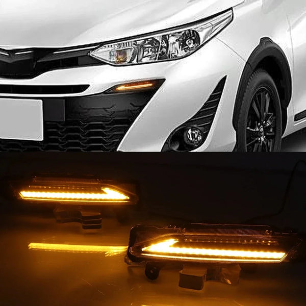 2Pcs For Toyota Yaris 2017 2018 2019 Car LED Reflector Lamp Rear Fog Lamp Rear Bumper DRL Daytime Running Lights