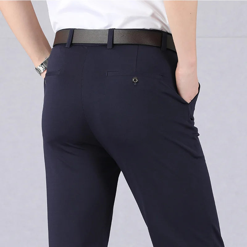 Men‘s Suit Pants Spring and Summer Male Dress Pants Business Office Elastic Wrinkle Resistant Big Size Classic Trousers Male