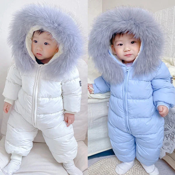 -30 Winter Snowsuit Baby plus velvet Down Jacket Infant Clothes little Girls clothing Boy Climbing Kids Jumpsuit toddler romper