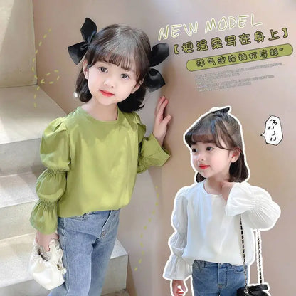 Shirts for Kids Girls Autumn Spring Blouses Children Clothes Girl Fall Fashion School Girl Blouse Young Children T-shirt 2-7Yrs