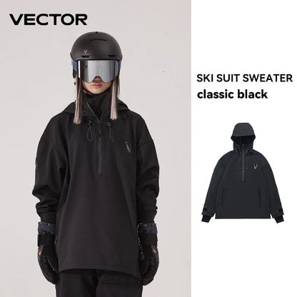 Men Women Solid Color Ski Jacket Ski Pants Warm Windproof Winter Overalls Hoodie Waterproof Outdoor Sports Clothing Snowboard