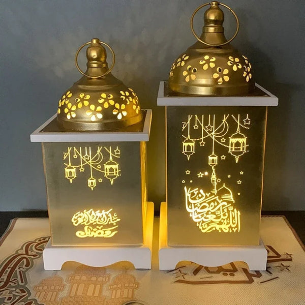 2025 Eid Mubarak Muslim Festival Decor Supplie LED Light Lantern Hanging Ornament Ramadan Kareem Decoration for Home Event Party