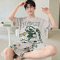 2025 Summer Men’s Sleepwear Cotton Cartoon Pajamas Sets For Man Short Loungewear Young Home Wear Fasion Student Pyjama Set Homme