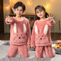 2025 Winter Flannel Baby Girls Sleepwear Children Warm Pajamas Set Toddler Boy Coral Fleece Pyjamas Kids Plush Pijamas Clothes