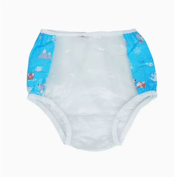 ABDL PVC Transparent Plastic Underpants Soft Silent Reusable Waterproof Adult Baby Diaper Pants Coat Incontinence Panties