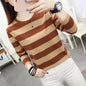 Autumn Loose Pure Cotton Long Sleeve T-shirt Women Clothing Middle-aged Mom Base Shirt Striped Top