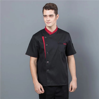 Summer Chef Uniform Kitchen Hotel Cafe Cooking Work Clothes Short Sleeve Shirt Catering Cook Jacket Tops for Man Women