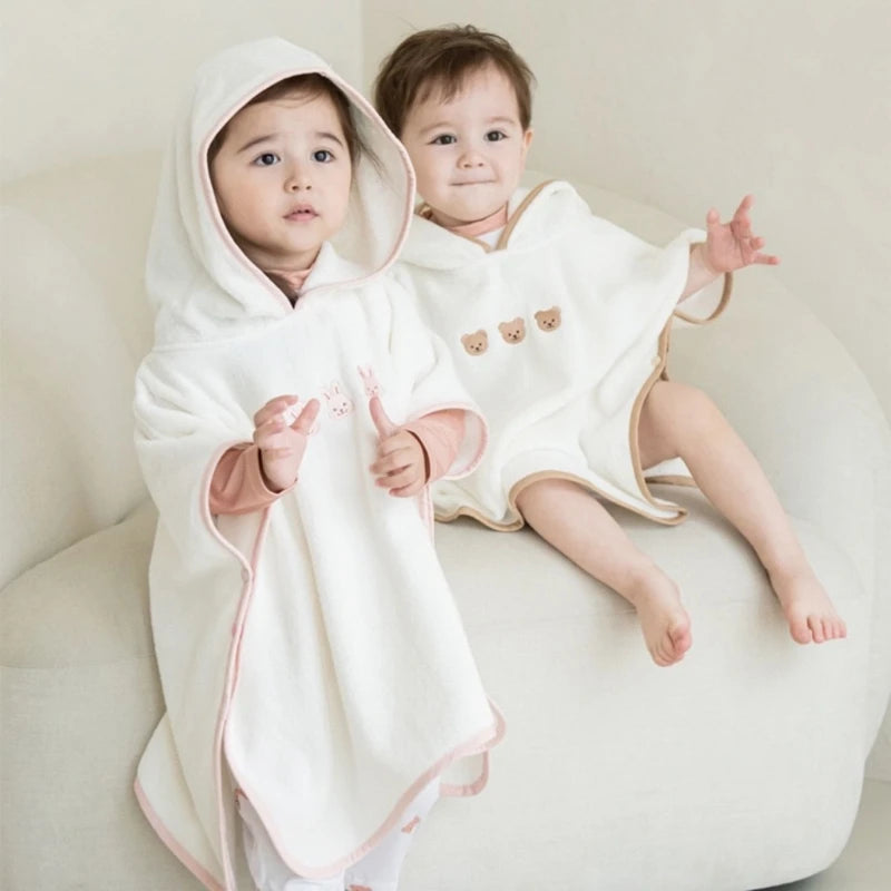 Baby Bathrobe Hooded Towel Bath Towel for Toddler Boys Girls 0-1Y Breathable Quick-Dry High Absorbent Cloak Bath Robe P31B