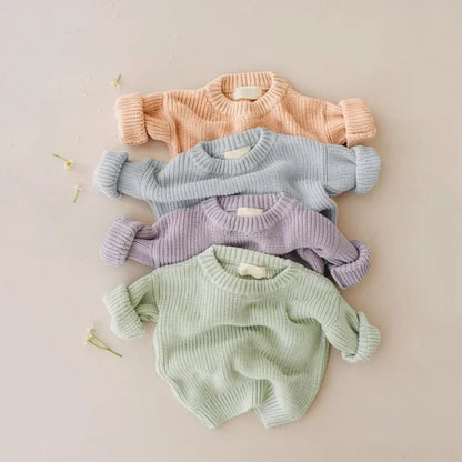 0-6T Newborn Baby Sweater Kid Boy Girl Winter Clothes Warm Thick Knit Pullover Top Infant Long Sleeve Basic Knitwear Outfit