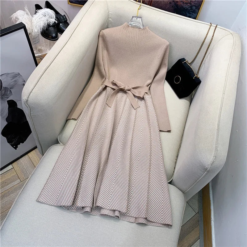 Autumn/Winter women's knitted dress Fashion elegant Korean style knee-length skirt