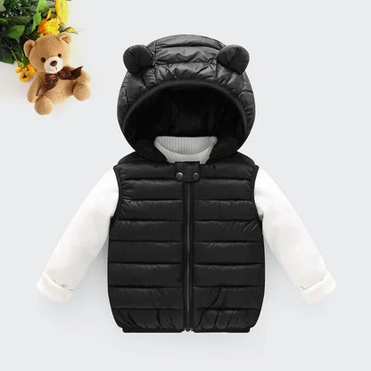 Baby Boys Girl Warm Down Vest Toddler Cotton Waistcoat Children Autumn and Winter Clothes Kids Hooded Jackets 1-6 Years Old