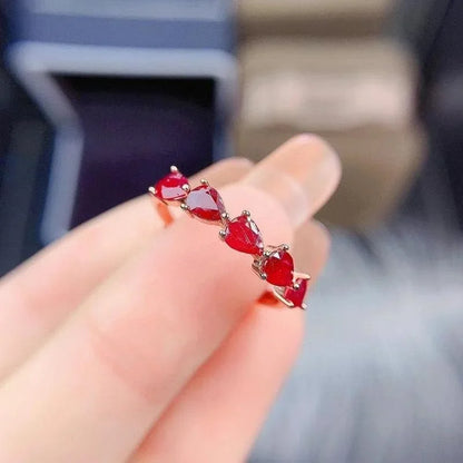 Natural Pigeon Blood Ruby Ring 3mm*4mm Natural Ruby Ring 925 Silver Jewelry Pandora 925 Original Rings