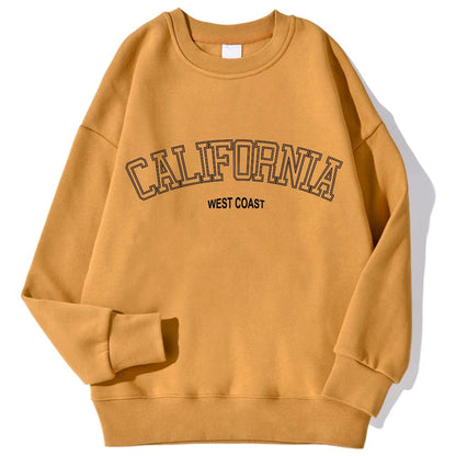 Korean Trend Woman Sweatshirts California West Coast Print Female hoodie Long Sleeves O-neck Pullovers Sporty and Rich Clothing