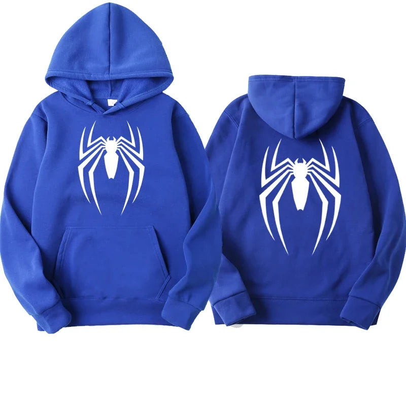 Autumn and Winter New Men's Hoodie Street Fashion Spider Print Sweatshirt Fleece Casual Fun Loose Hoodie Spiderman Men's Top