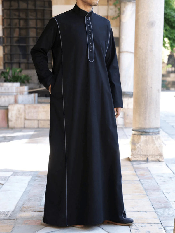 Ramadan Islam Muslim Loose Men's Casual Embroidered Long Sleeve Button Nen's Robe