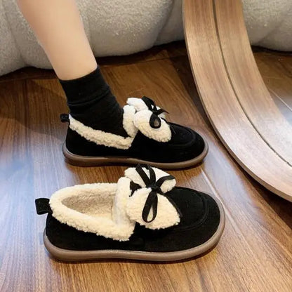 Soft Round Toe Winter Shoes Women Casual Female Sneakers Flats Clogs Platform Loafers With Fur Autumn Dress Retro Creepers New