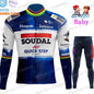 Kids Soudal Quick Step 2025 Cycling Jersey Winter Set World Champion Boys Girl Cycling Clothing Bike Thermal Jacket Suit Maillot