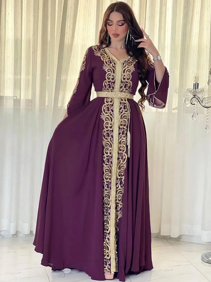 Eid Muslim Party Dress for Women Morocco Dresses Kaftan Islam Vestidos Arab Long Robe