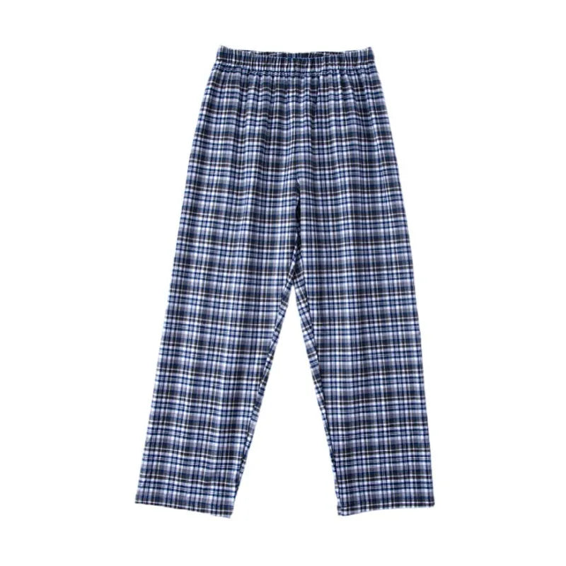 Men’s Cotton Plaid Pajama Long Sleeping Pants Male Casual Loose Trousers Loungewear Cozy Soft Breathable Sleep Bottoms Nightwear